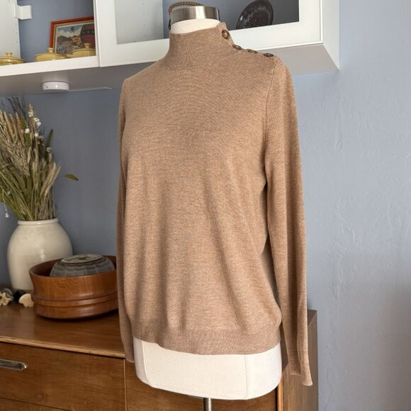 Sezane Jacob Jumper Merino Wool Camel Sweater Mock Neck - Picture 1 of 11